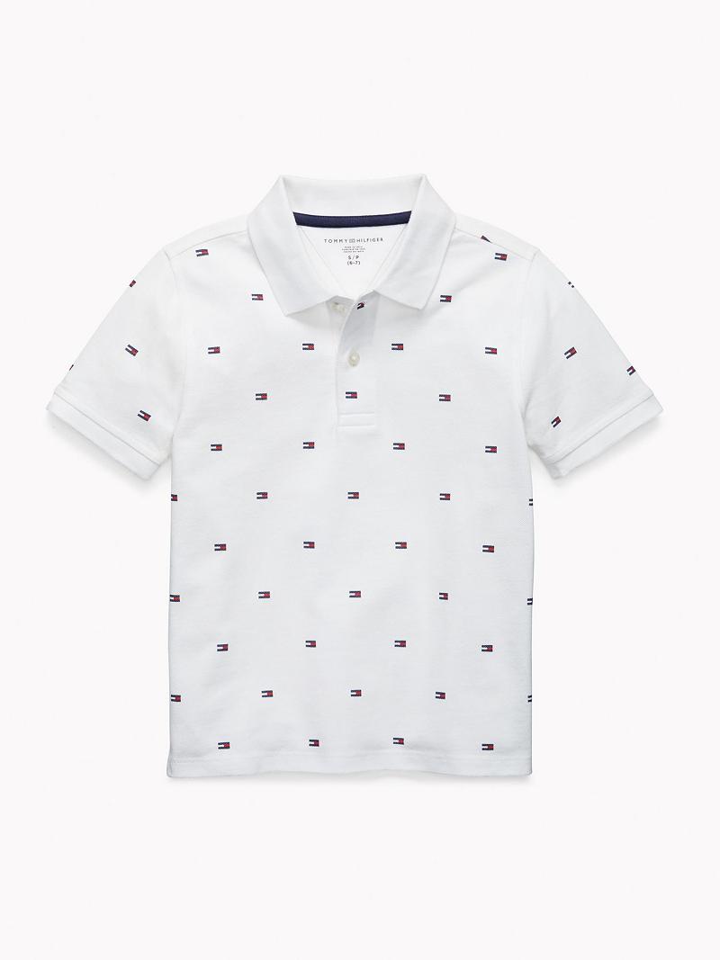 Fiú Tommy Hilfiger Flag Polos Fehér | HU 2148ZUT